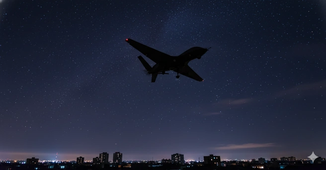 Над регионом заметили БПЛА | Источник: Максим Дмитриев / 93.RU (создано на базе AI)