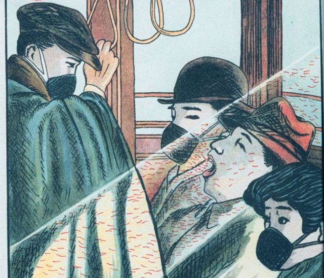 Иллюстрации столетней давности, показывающие, как японцы защищались от «сумо-гриппа»