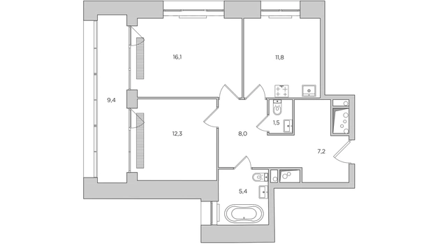 План квартиры 71 м² до и после. Проект студии Alexander Tischler.