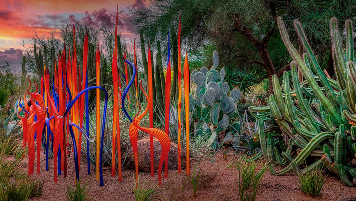 Художник украсил ботанический сад стеклянными скульптурами