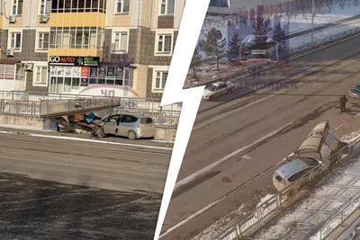 В Красноярске машина на скорости врезалась в остановку