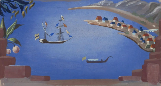 Эскиз декораций к спектаклю «Обыкновенное чудо», 1956 | Источник: rusmuseum.ru/