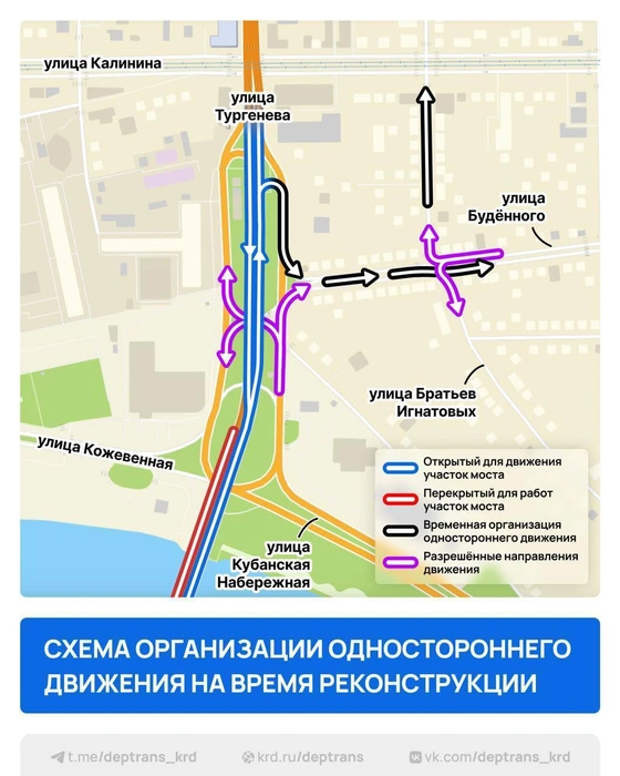 Схема движения от дептранса | Источник: Дептранс Краснодара / T.me