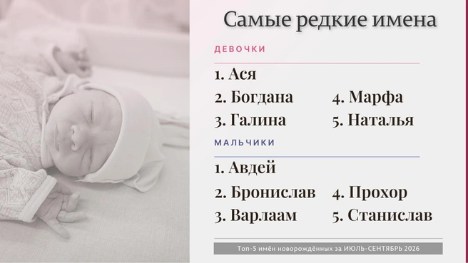 Пятерки редких имен | Источник: ЗАГС Пермского края / vk.ru