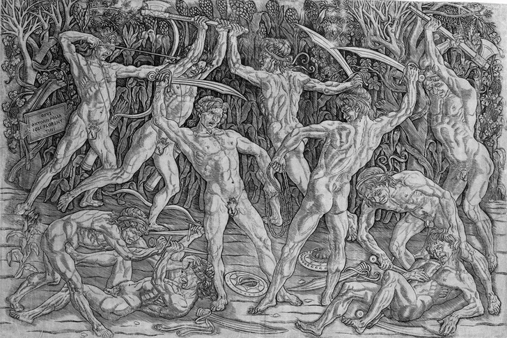 «Битва обнаженных мужчин» Антонио Поллайоло (ок. 1470–1490), Художника интересовало человеческое тело в движении | Источник: Antonio del Pollaiuolo / Public Domain