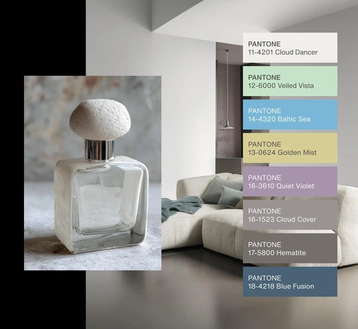 Варианты оттенков, которые Pantone рекомендует использовать с цветом года Cloud Dancer | Источник: Pantone