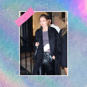 Как стильно носить кожаные брюки зимой 2025/26: идея модного образа от Джиджи Хадид