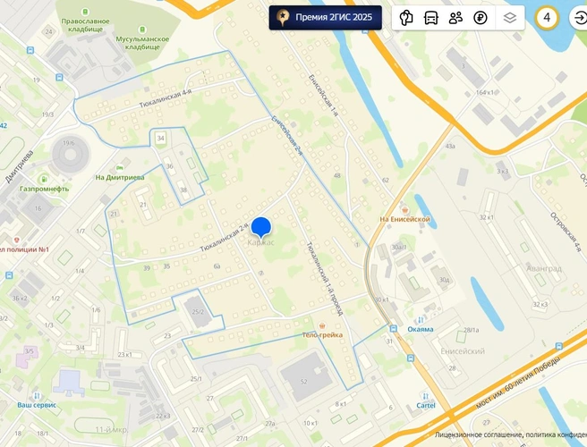 Карта района Каржас | Источник: 2GIS