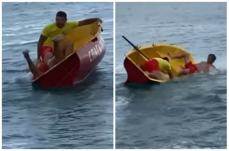 Неуклюжие пляжные спасатели в Сочи, укрощающие лодку, насмешили очевидцев (видео)