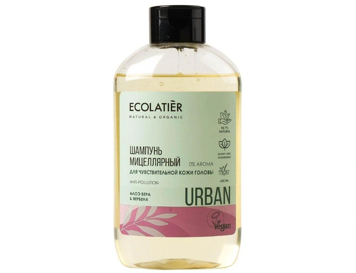 ECOLATIER шампунь Мицеллярный для чувствительной кожи головы Urban Алоэ вера и вербена