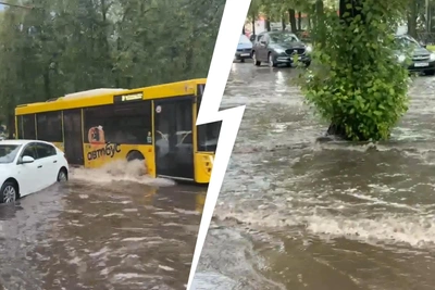 В Ярославле затопило проспект и привокзальную площадь после дождя