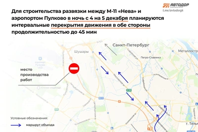 Ночное перекрытие трассы М-11 в Петербурге