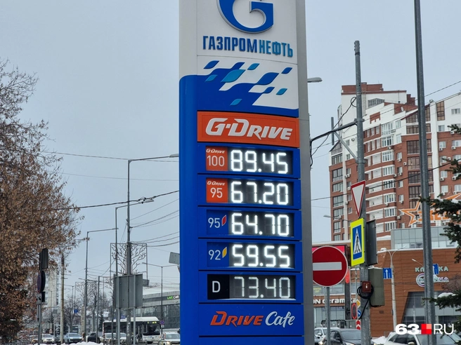 Снова 64,70 за литр&nbsp;— пожалей нас, Газпром! | Источник: Роман Данилкин / 63.RU 