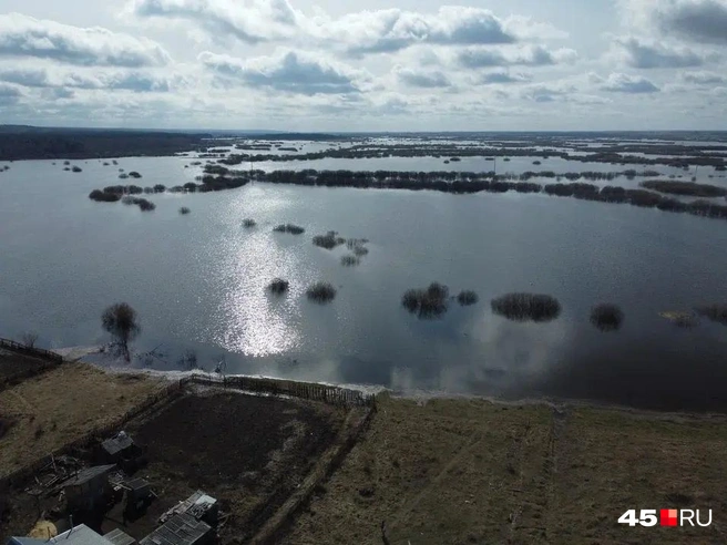 Вода прямо возле забора забора жилого дома  | Источник: Читатель 45.RU