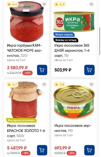 Есть даже 500-граммовая банка | Источник: мобильное приложение «Лента»