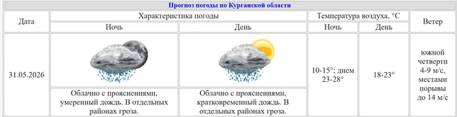 По прогнозу Курганского ЦГМС днем по области до +28 градусов, ночь 10-15° | Источник: kurganpogoda.ru