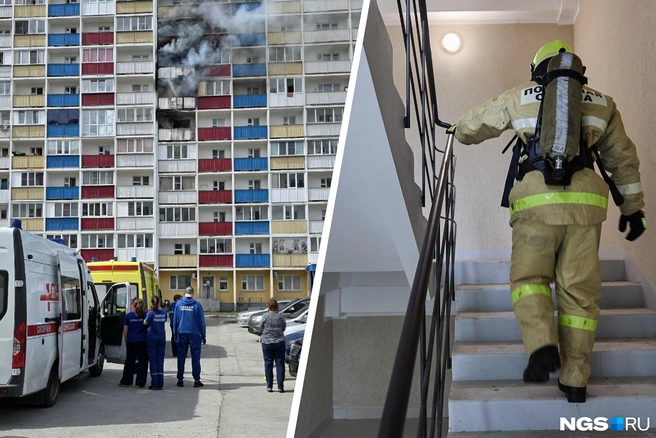 Огонь охватил несколько этажей | Источник: «Моя Первомайка» / «ВКонтакте» | Александр Ощепков / NGS.RU