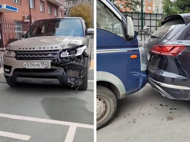 Из-за манёвров женщины на Range Rover повреждения получили четыре автомобиля | Источник: читатель НГС