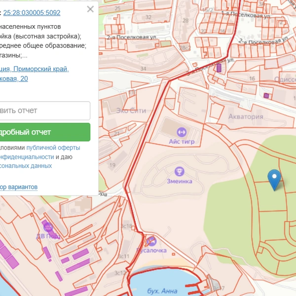 Источник: публичная кадастровая карта Владивостока