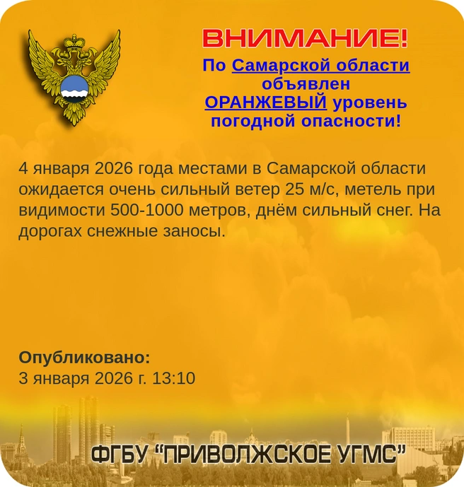 Без сильной необходимости на улицу 4 января лучше не выходить | Источник: Приволжское УГМС