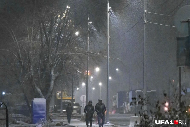 Ранее снег уже выпал в нескольких районах республики, но в Уфу он пришел в этом сезоне впервые | Источник: Тимур Шарипкулов