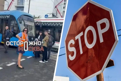 Трамвай сбил велокурьера на Бауманской улице