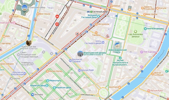 В Петербурге тушили пожар у Гостиного двора. Показываем его источник | Источник: скриншот/yandex.ru