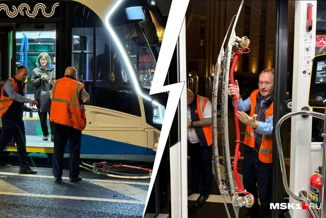 У трамвая на проспекте Сахарова сломался пантограф | Источник: Артем Устюжанин / MSK1.RU