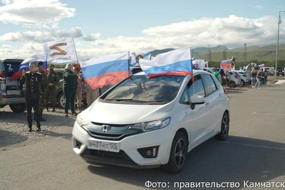 Автопробег в честь 9 Мая в селе Тиличики