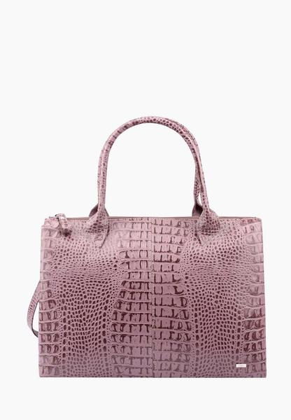 Розовая сумка из натуральной кожи с тиснением под крокодила