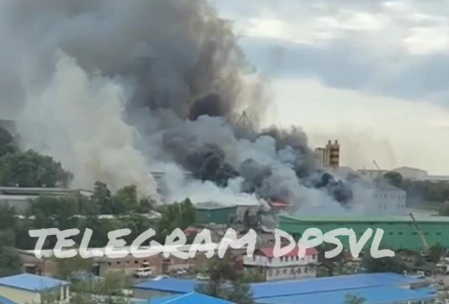 По предварительным данным, охвачено не меньше 100 квадратных метров | Источник: DPS_VL / Telegram-канал