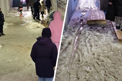 Снежную кашу в подземке на Ямашева убрали после замерзания