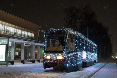 Новогодние трамваи вышли на маршруты Нижнего Новгорода