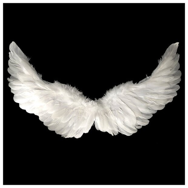 Крылья ангела белые перьевые карнавальные большие 60х35см, на Хэллоуин и Новый год