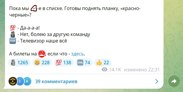 «Поднять планку» болельщики не готовы | Источник: ФК «Химки» / T.me