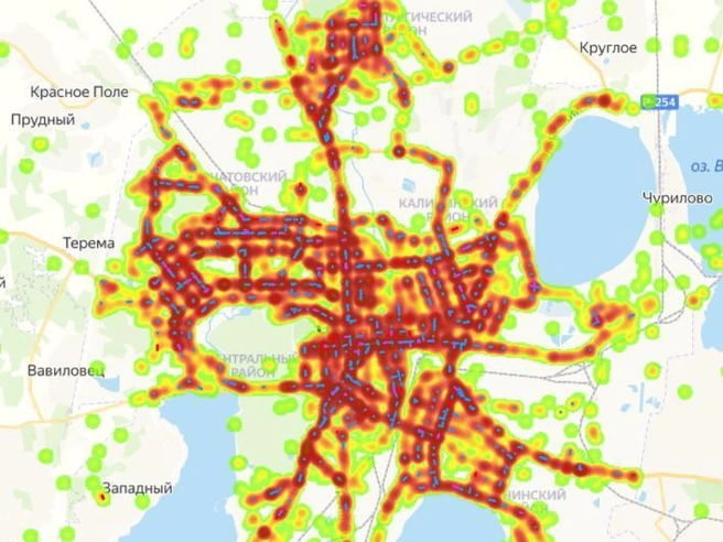 На карте показана ситуация с аварийностью в Челябинске. | Источник: mobilitika.ru