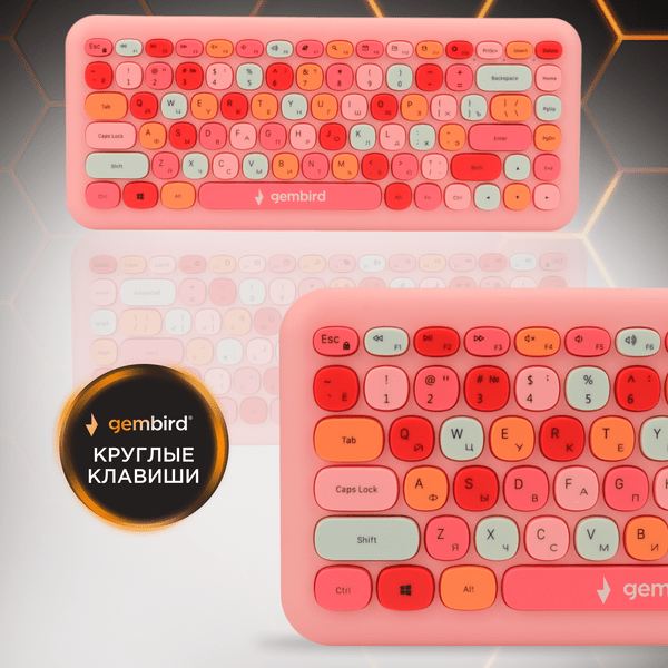 Беспроводная клавиатура Gembird KBW-5, компактная, розовый