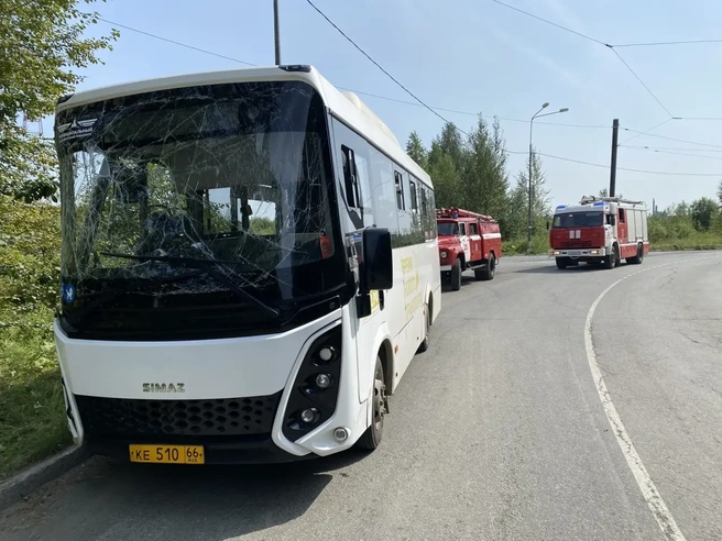 Автобус протаранил фонарный столб | Источник: МЧС по Свердловской области
