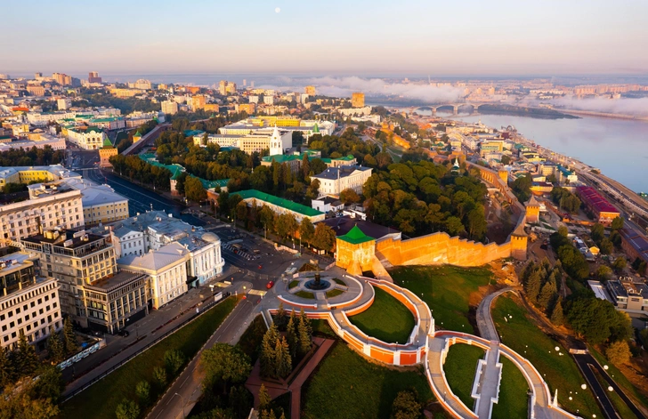 Вид на Нижний Новгород с высоты птичьего полета | Источник: Shutterstock/Fotodom.ru