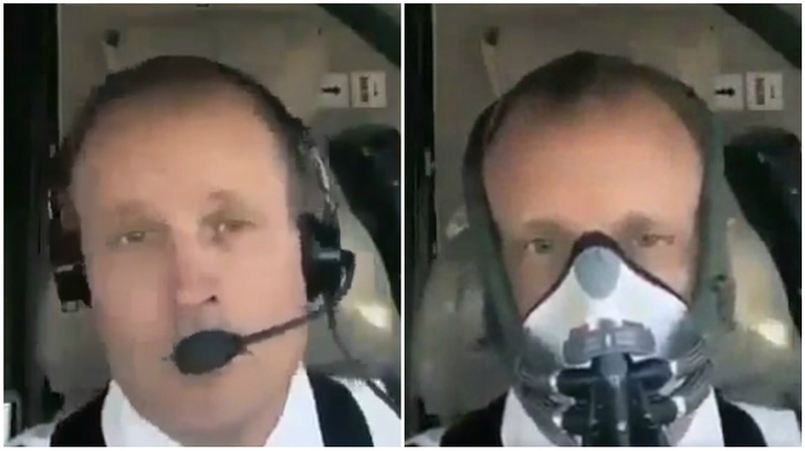 Пилот демонстрирует, как быстро он наденет кислородную маску в экстренной ситуации (видео)