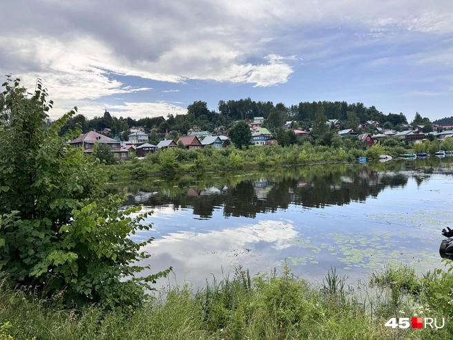 Плес, но на фото — это еще не Волга, а лишь река Шохонка | Источник: Юлия Король / 45.RU