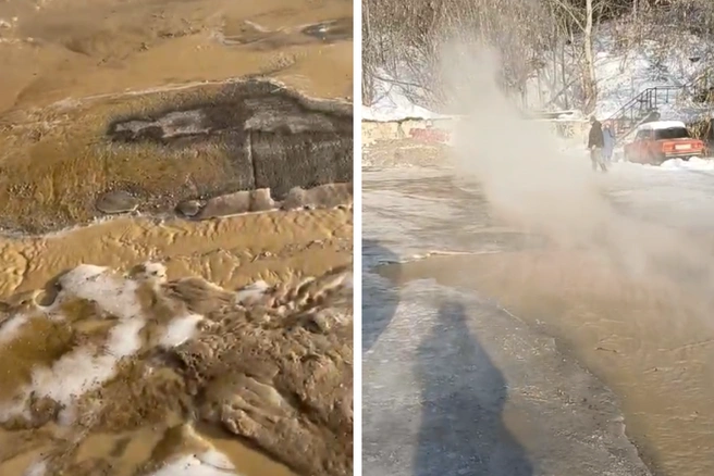 Из-за воды на улице образовалась грязь | Источник: чат Нижней Ельцовки