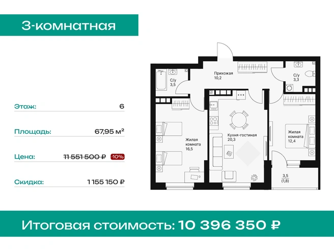 Платежи по семейной ипотеке за эти варианты составят 36 000 рублей в месяц | Источник: «Ривьера Инвест Екатеринбург»