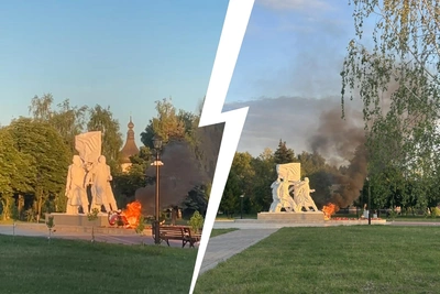 Венки загорелись у Вечного огня в Ярославской области — видео