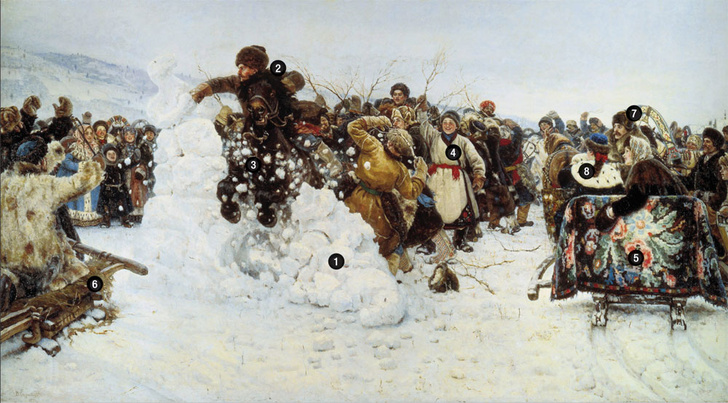 Победа над собой: 8 деталей картины «Взятие снежного городка»