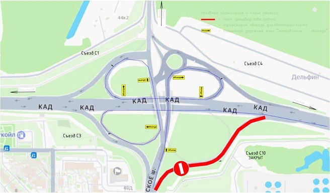 На дамбе продлили перекрытие на развязке с Кронштадтским шоссе | Источник: Дирекция КЗС Петербурга