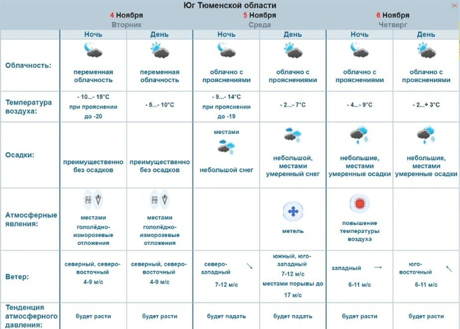 На юге Тюменской области прогнозируют гололед и метель | Источник: ФГБУ «Обь-Иртышское УГМС»