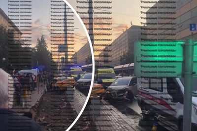 Массовое ДТП: пять пострадавших, таксист вылетел на тротуар