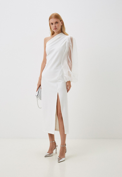 Белое ассиметричное платье из нейлона