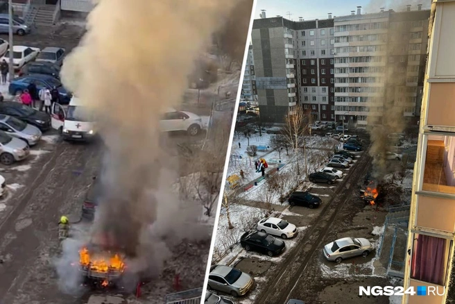 В Красноярске водитель BMW въехал в гипермаркет и попал на видео